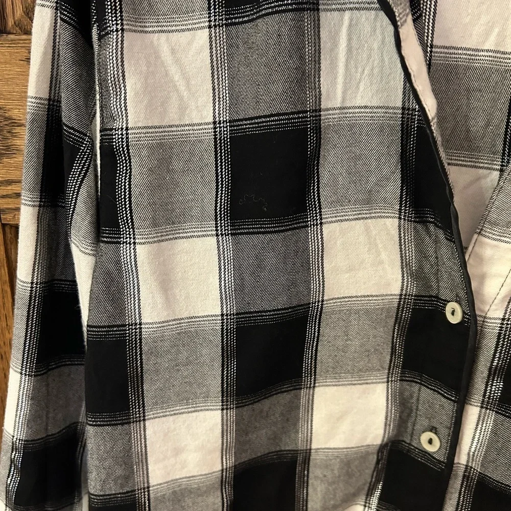 Victoria’s Secret Black White Plaid Flannel Button-Up Nightgown Pajamas Medium